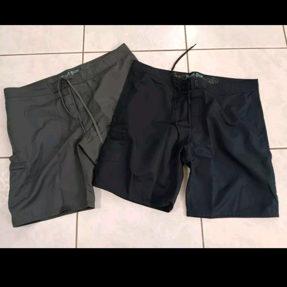 Lot of 2 BOAT BUM By Liquid Yacht Wear Men's Shorts 42 Gray & Navy New!!!
